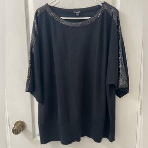 Talbots Black Sequin Sweater ( Size 2XP)